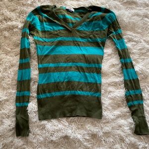 Anchor Blue V- Neck Long Sleeve Shirt